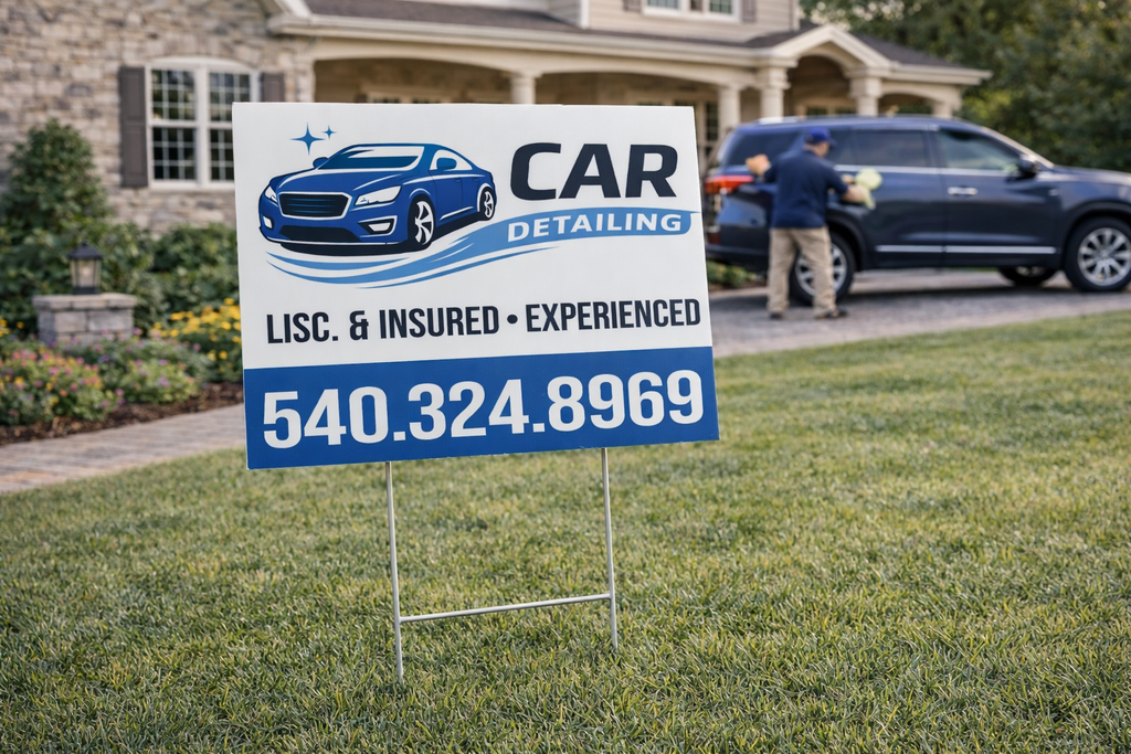 Custom Auto Detailing & Car Wash Service Business Yard Signs