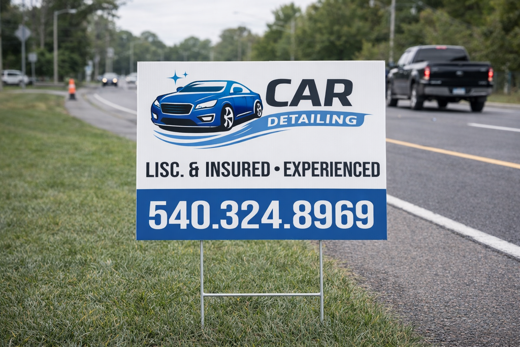 Custom Auto Detailing & Car Wash Service Business Yard Signs
