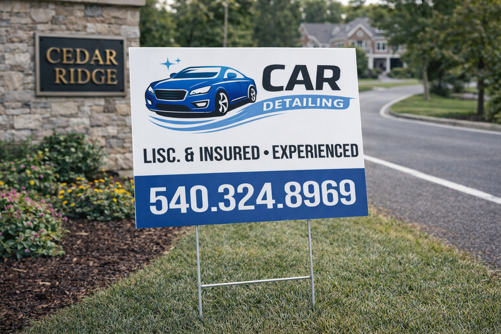 Custom Auto Detailing & Car Wash Service Business Yard Signs