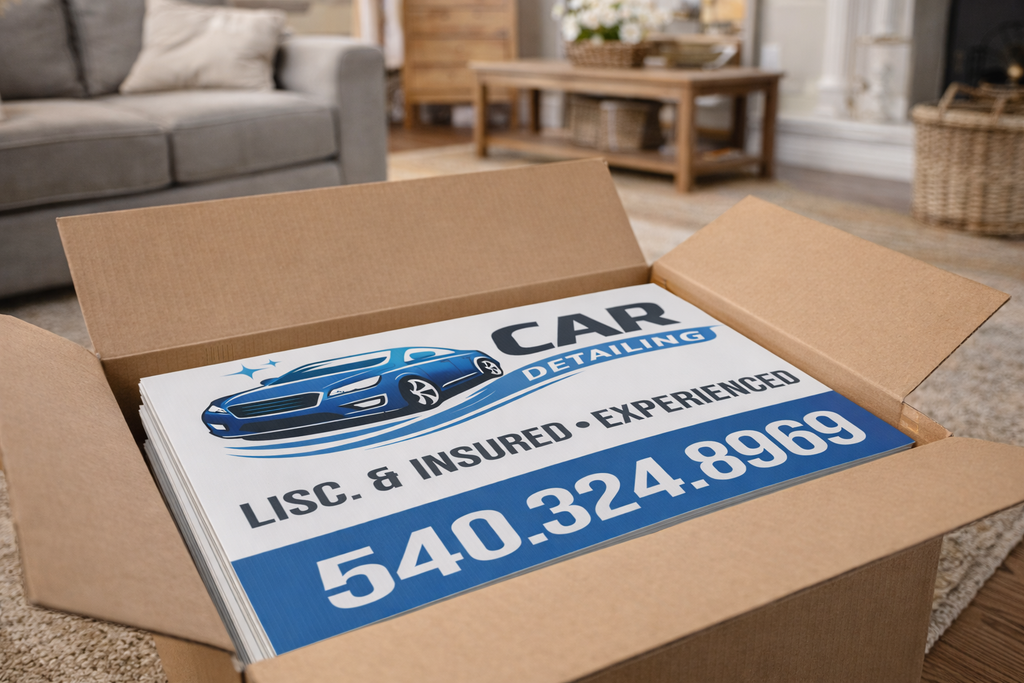 Custom Auto Detailing & Car Wash Service Business Yard Signs