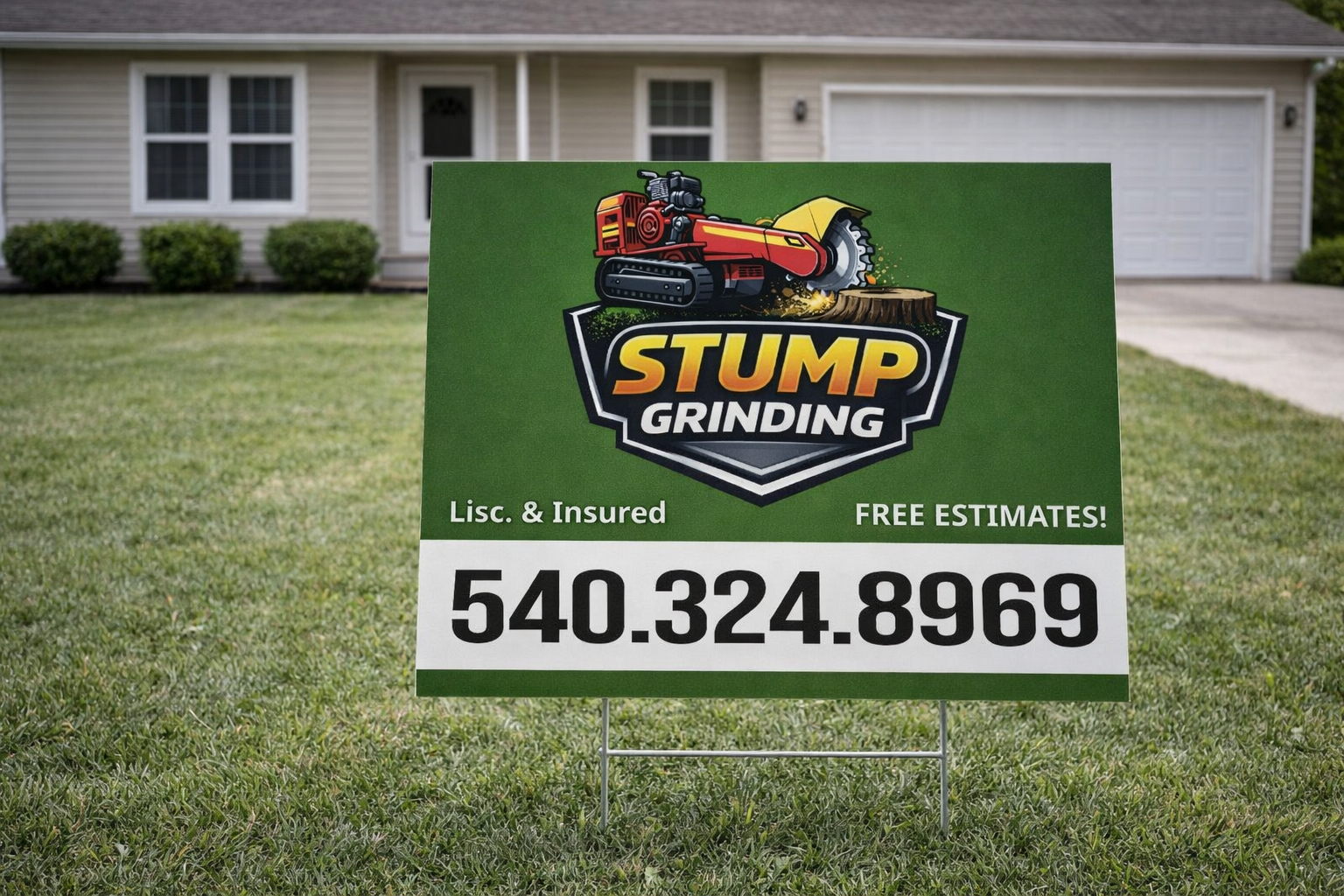 Stump Grinding Service Business Yard Sign