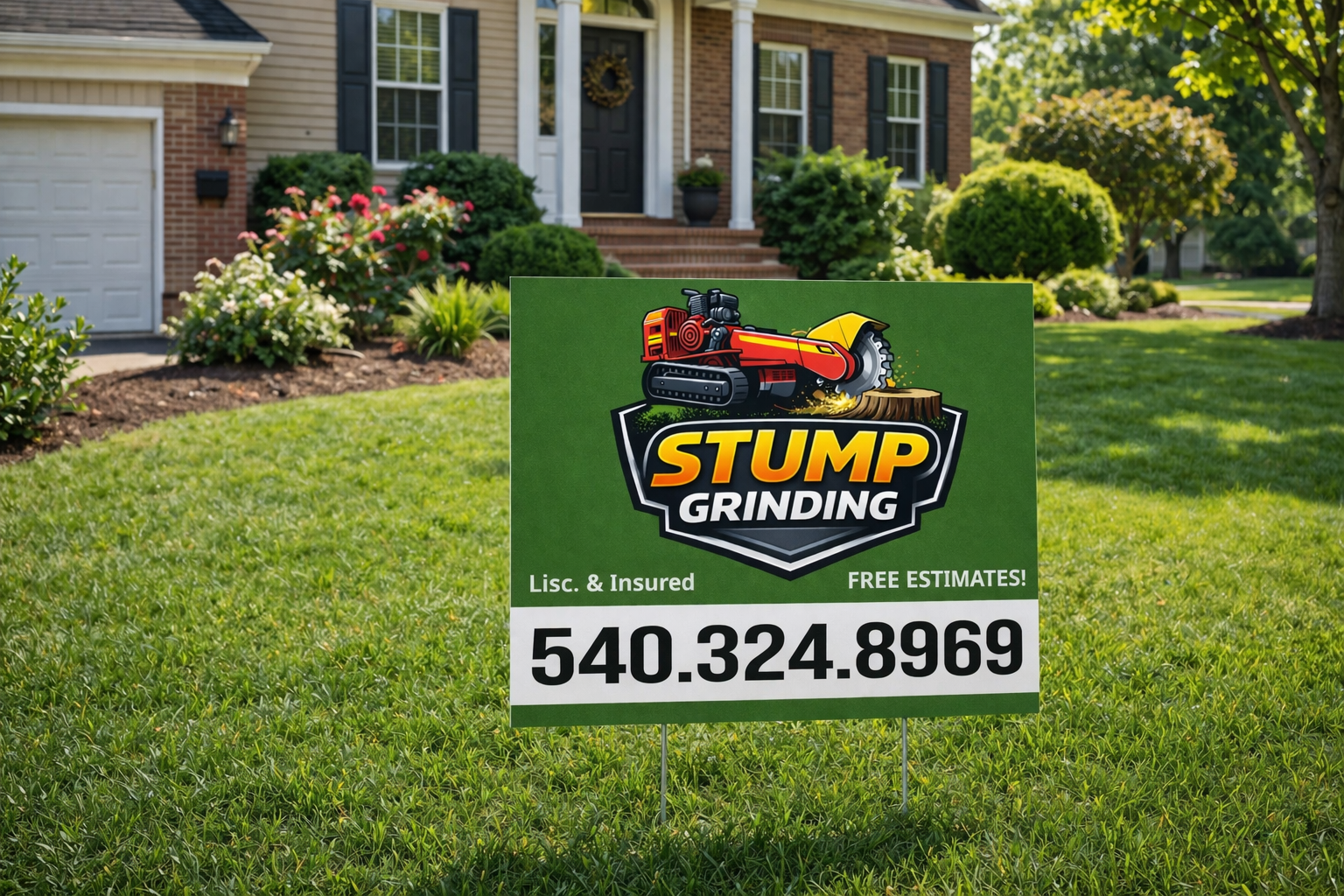 Stump Grinding Service Business Yard Sign