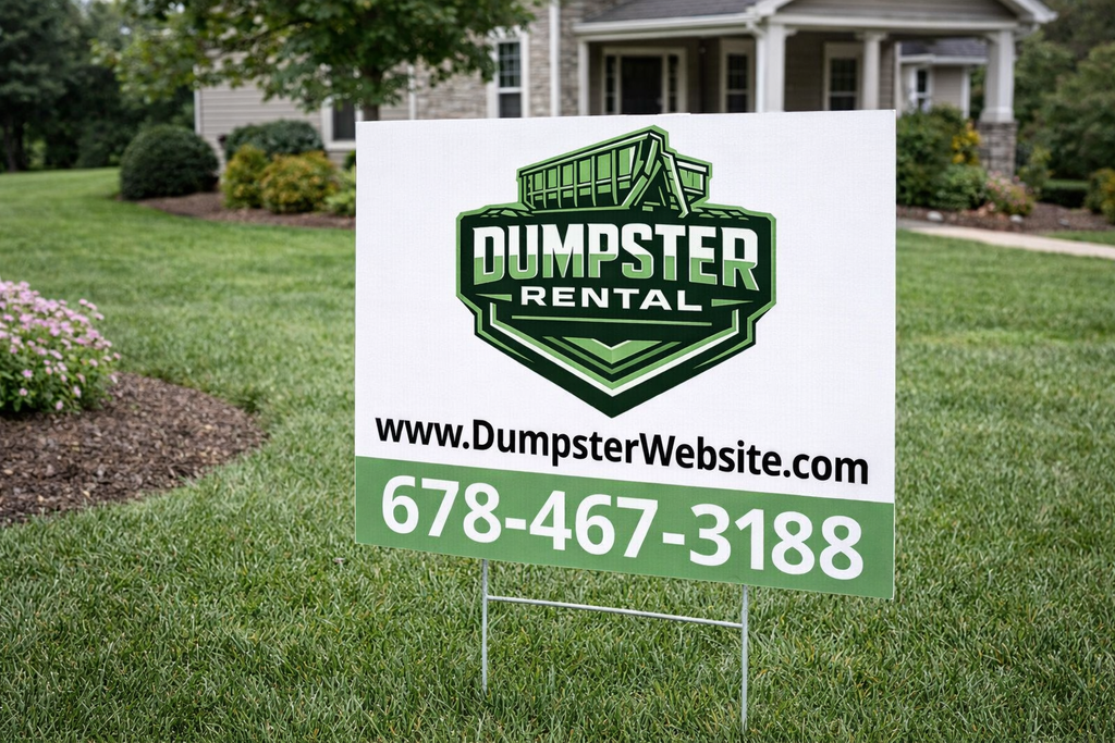 Professional Dumpster Rental and Roll Off Service Yard Signs