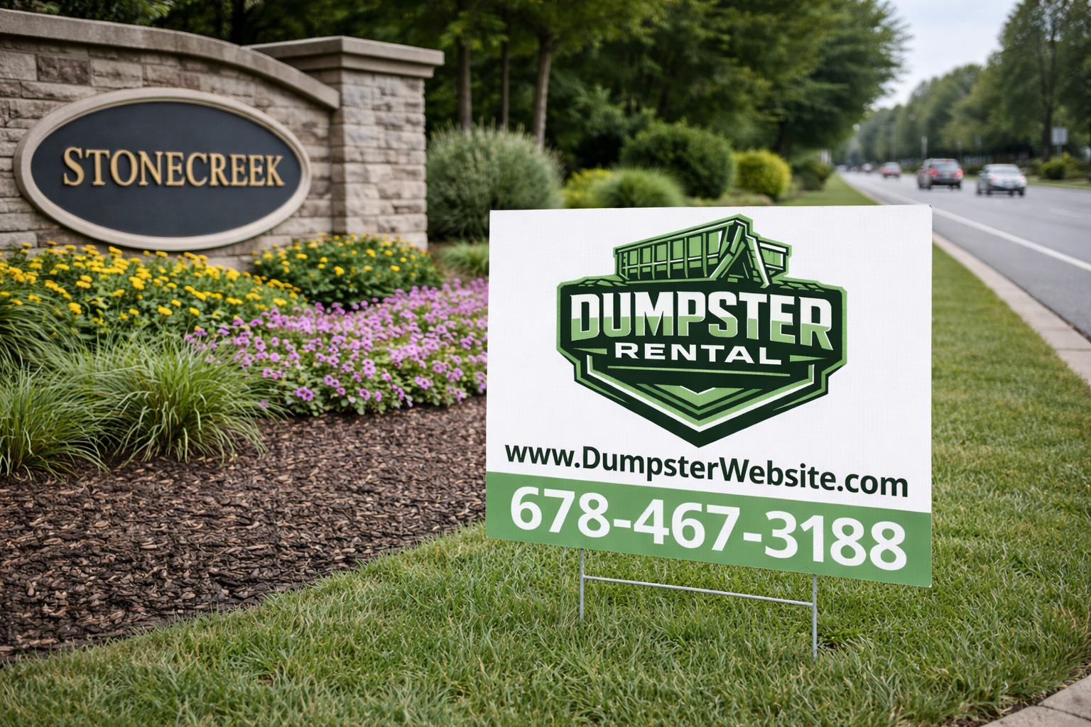 Professional Dumpster Rental and Roll Off Service Yard Signs