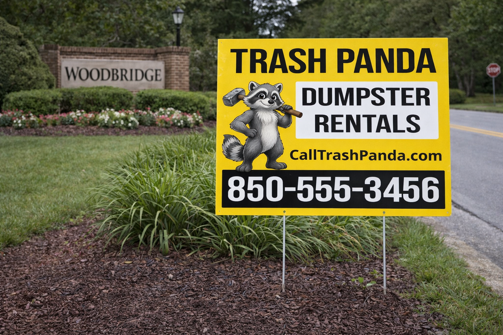 Professional Mascot Dumpster Rental and Junk Removal Yard Signs