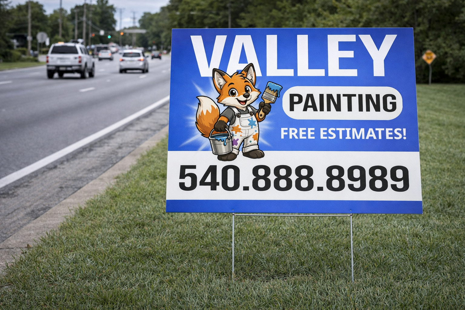 Painting yard signs for service business 