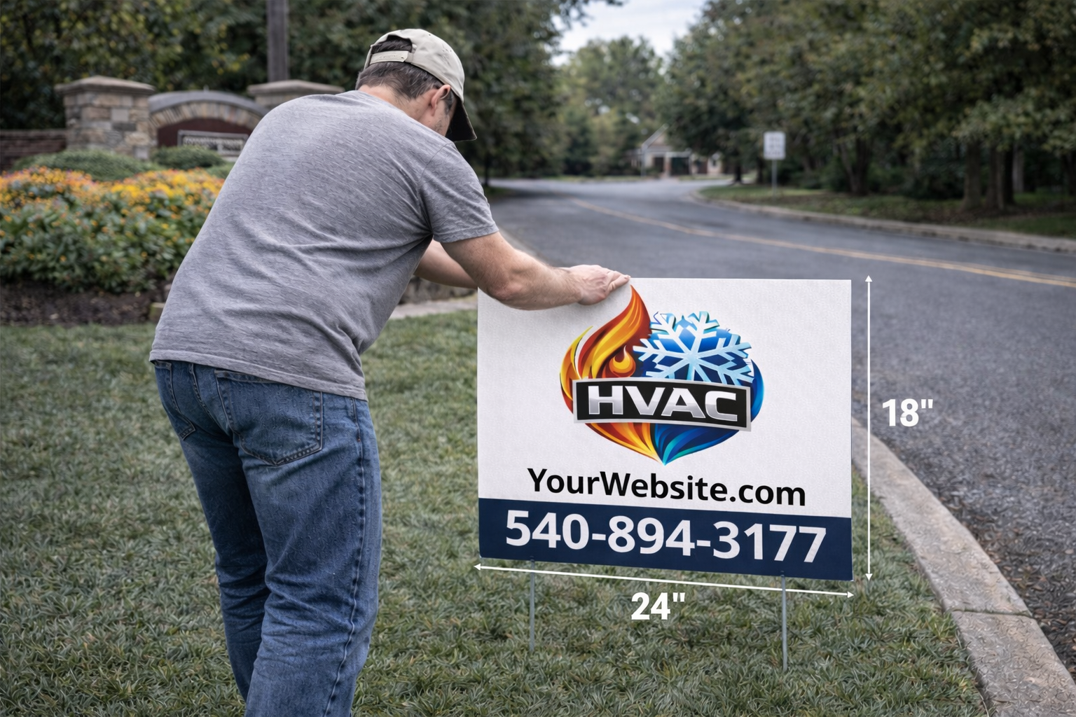 HVAC Contractor and Heating & Cooling Service Yard Signs