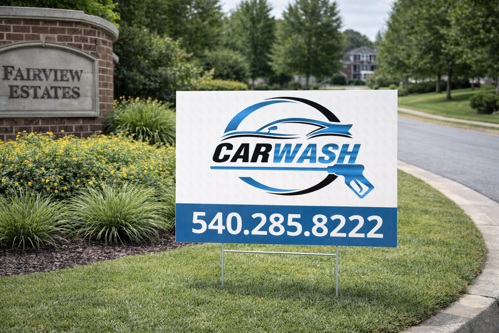 Car Wash and Professional Auto Detailing Service Yard Signs