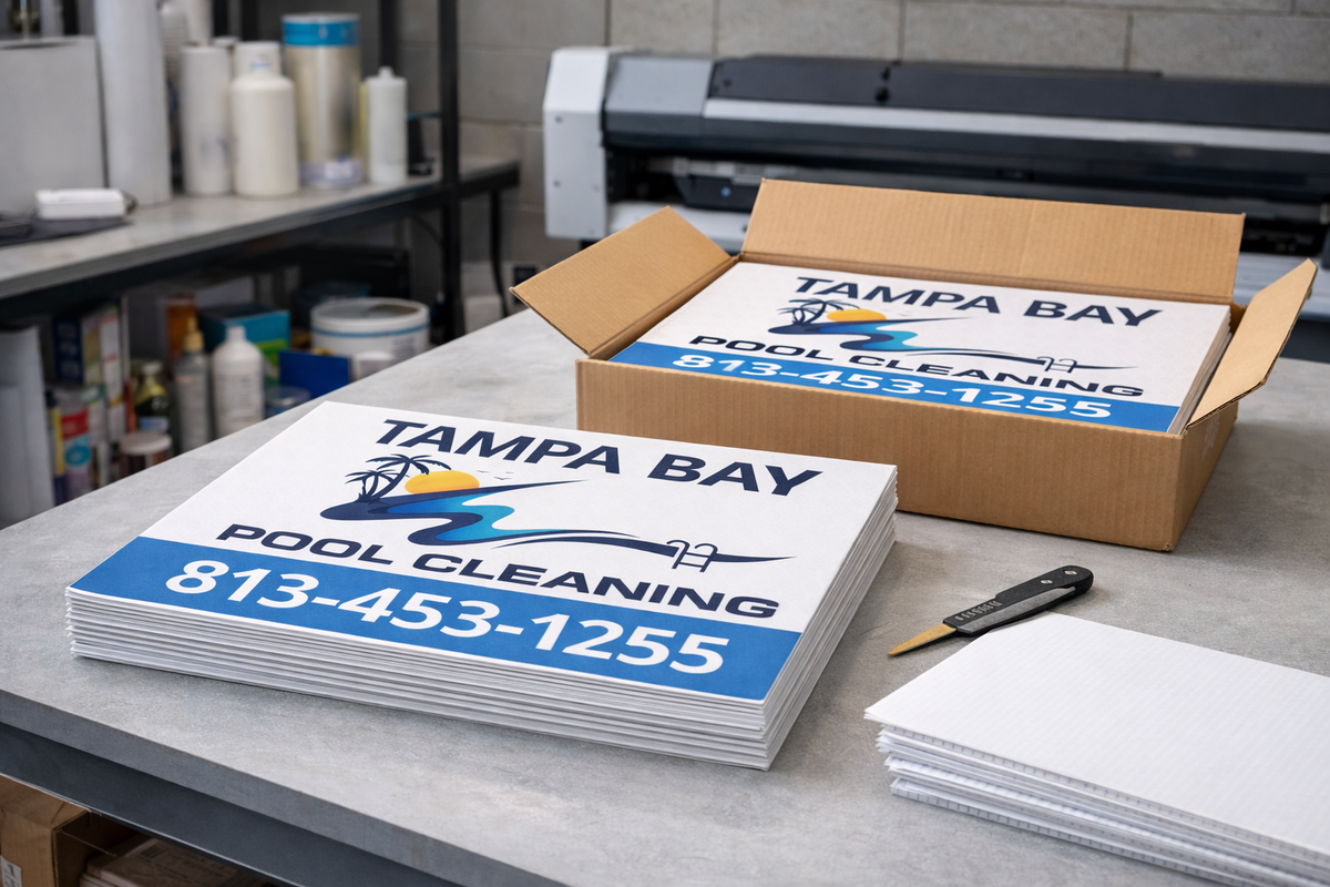 Pool Clean Sign Pool Cleaning & Installation Yard Signs | Pool Maintenance Marketing ...