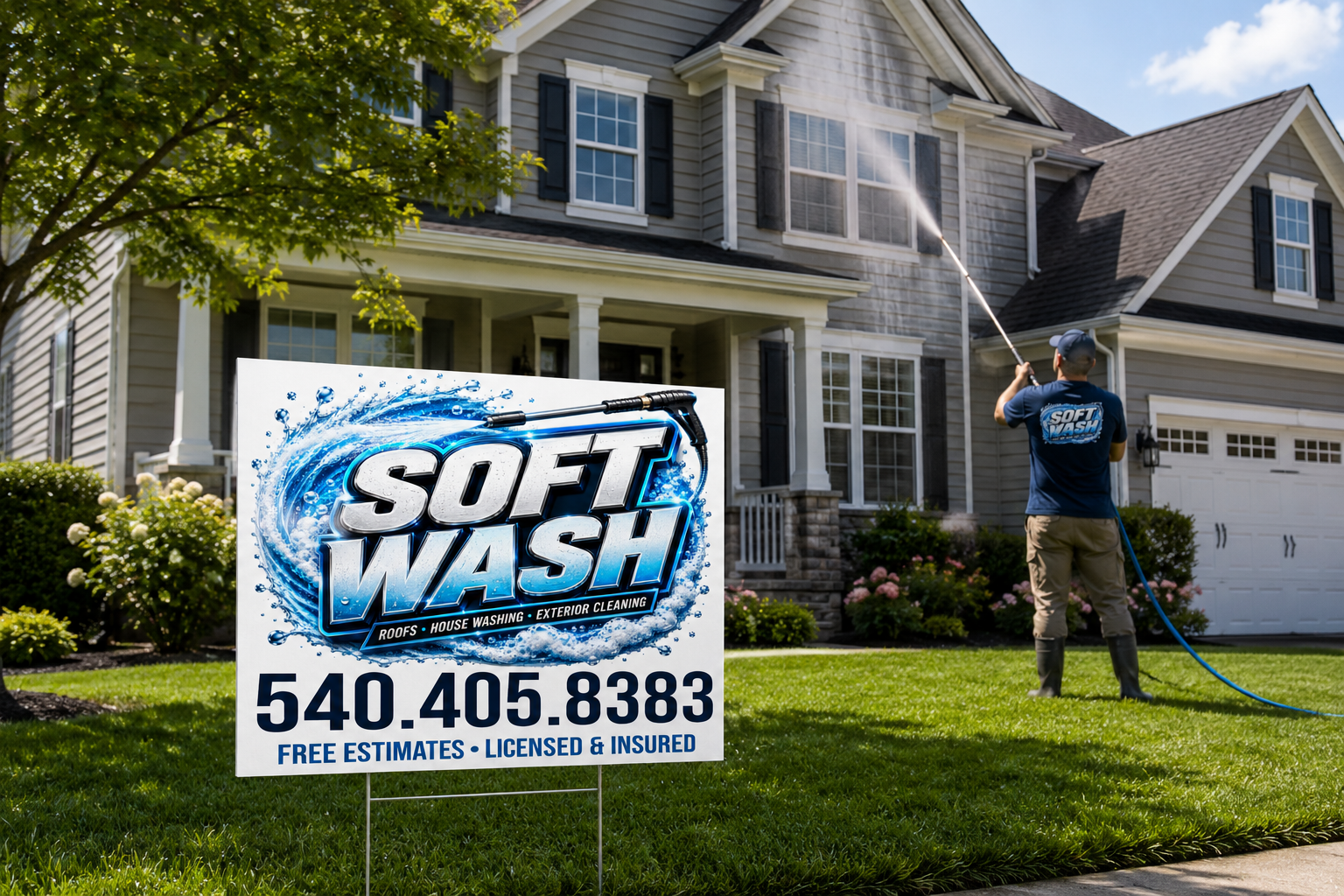 Soft Washing Pressure Washer Service Yard Sign | Get Leads Now! [C100]