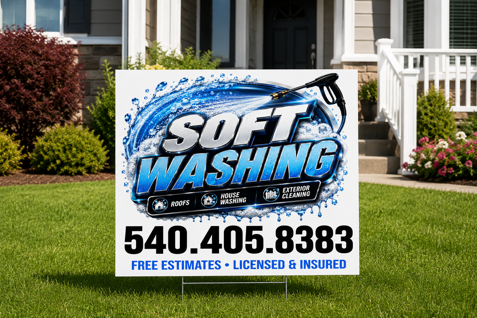 Soft Washing Pressure Washer Service Yard Sign | Get Leads Now! [C101]