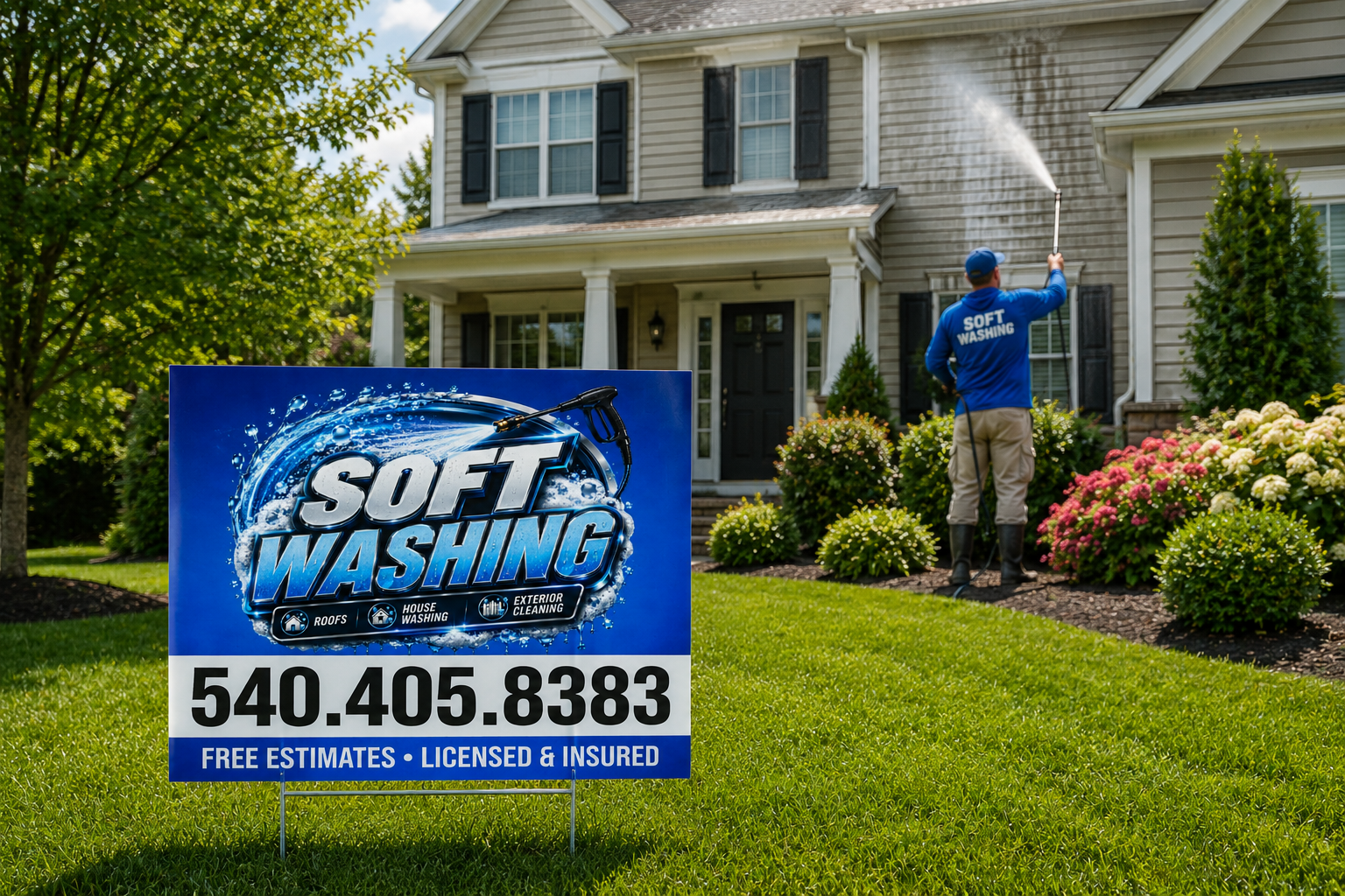 Custom Pressure Soft Washing Service Yard Sign | Get Leads Now! [C102]