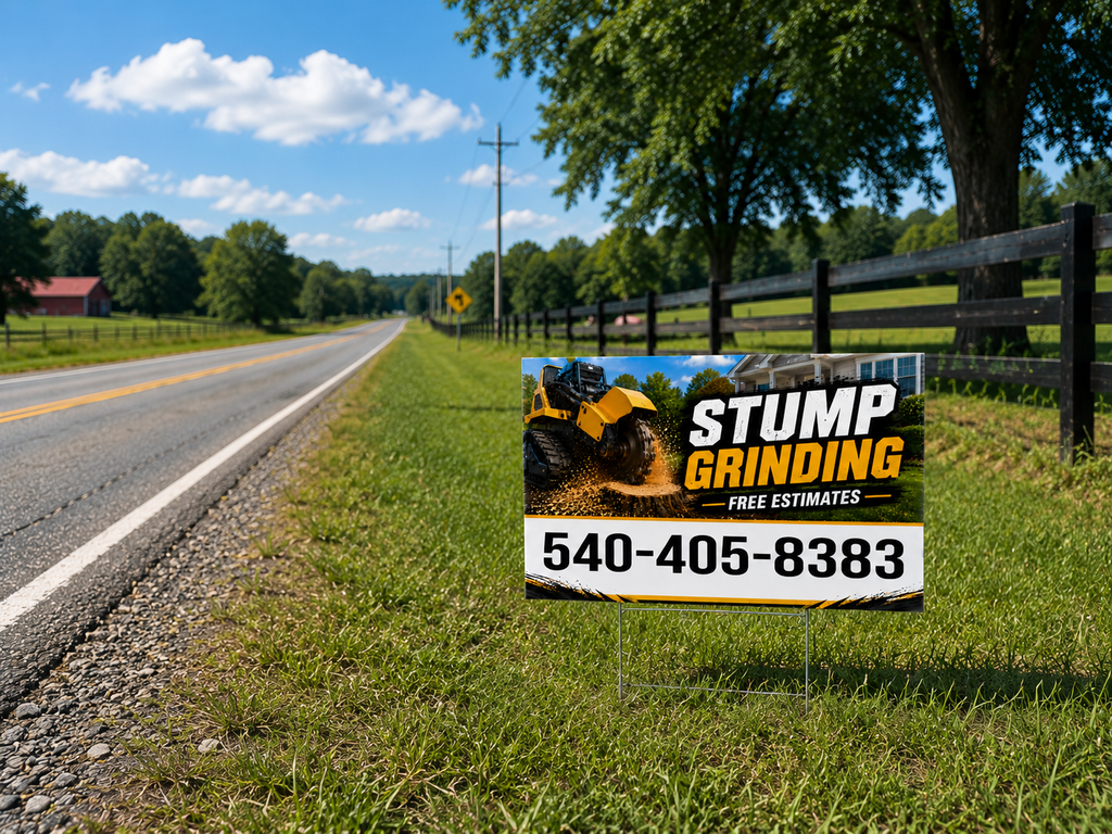 Stump Grinding & Tree Removal Business Yard Sign