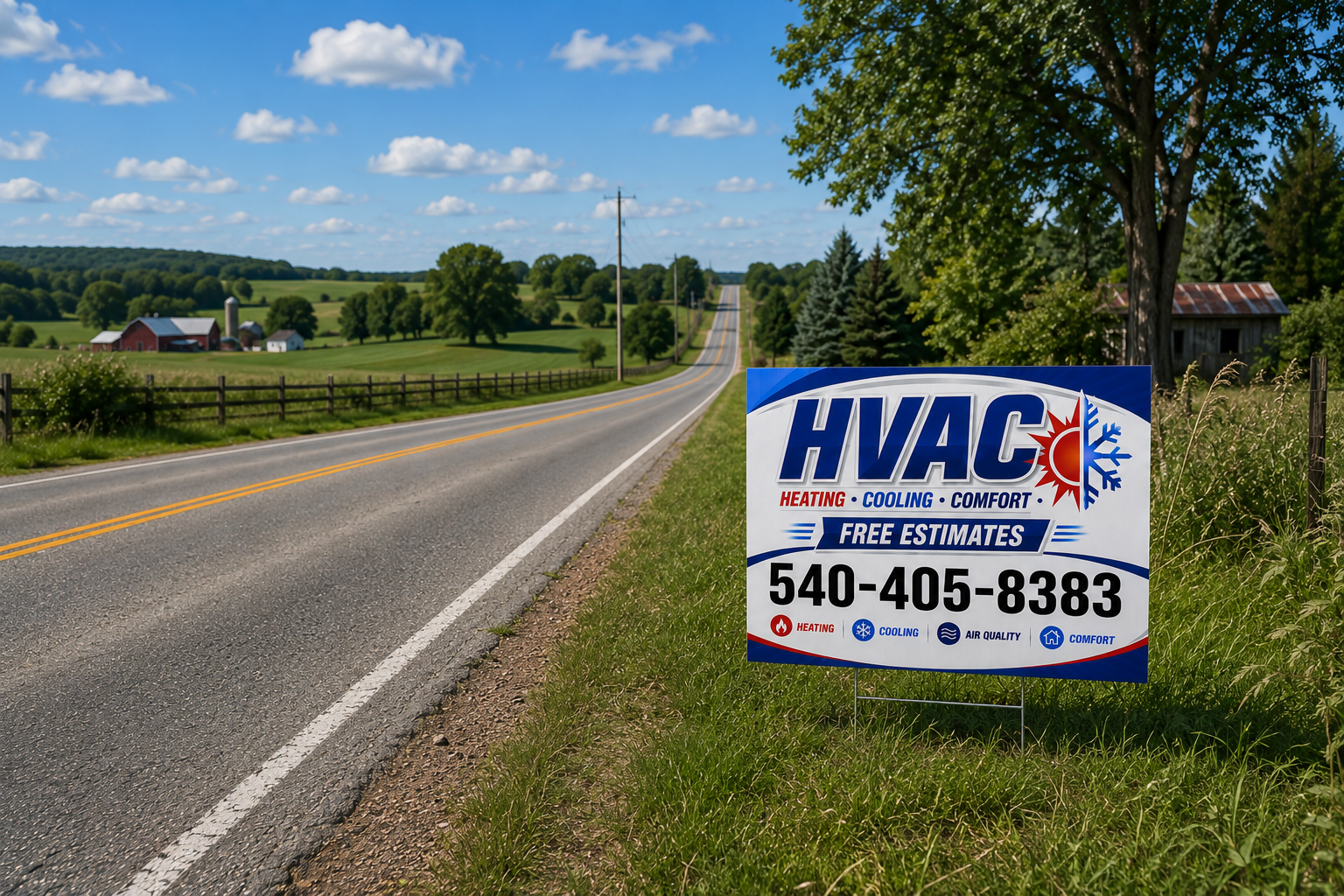 HVAC Contractor Yard Signs |  Heating & Cooling Service