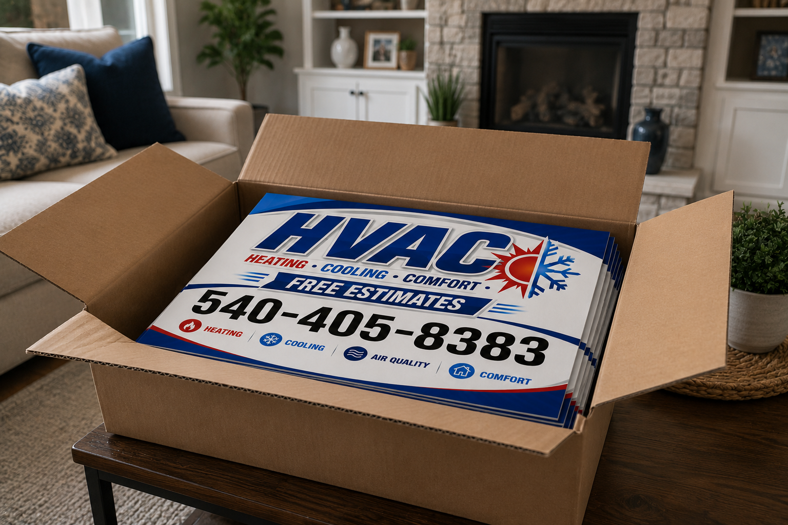 HVAC Contractor Yard Signs |  Heating & Cooling Service