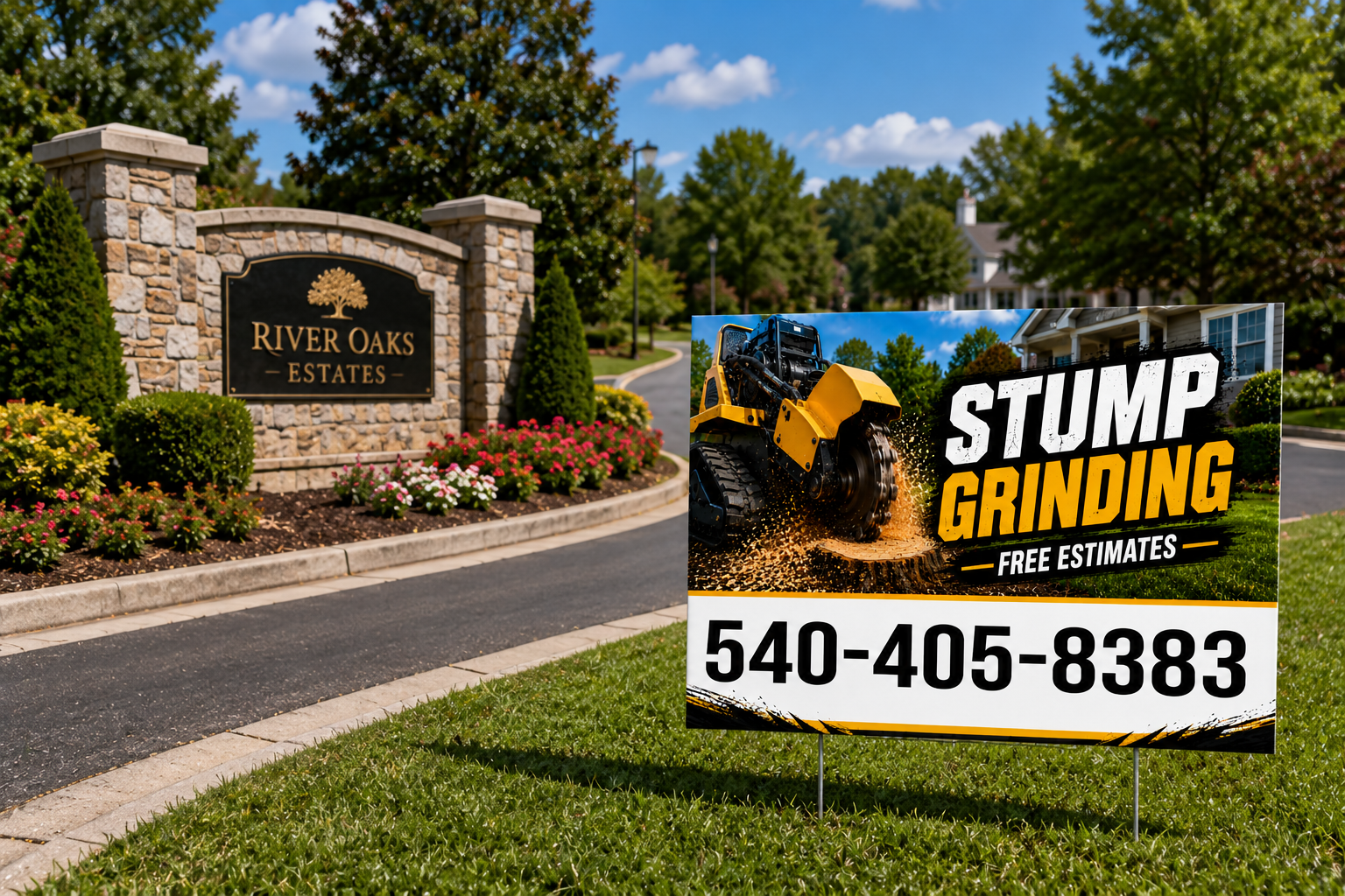 Stump Grinding & Tree Removal Business Yard Sign