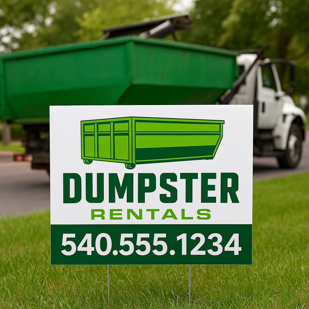 Roll Off Dumpster Rental and Junk Removal Yard Signs