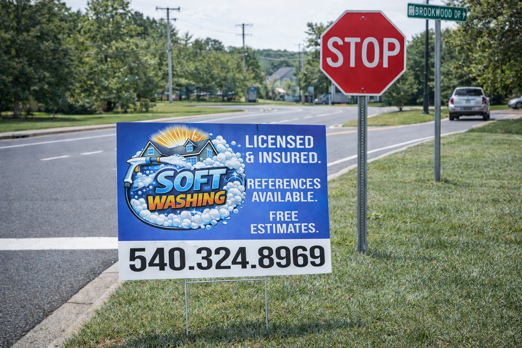 Soft Washing Business Service Yard Sign | Professional Design