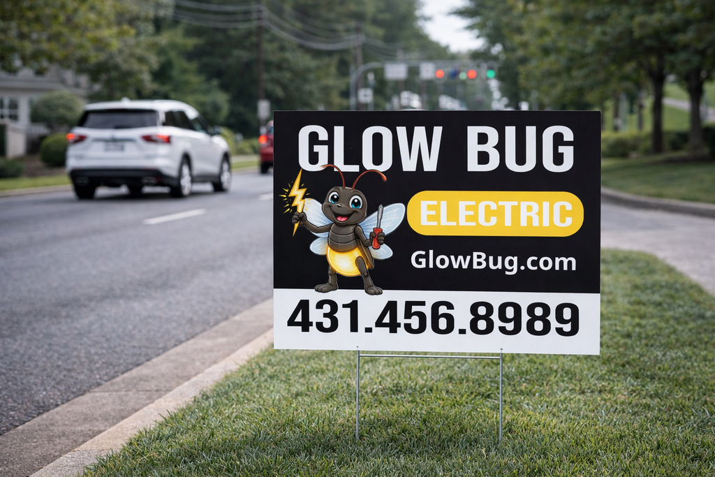 Electric business yard sign with custom name and logo 