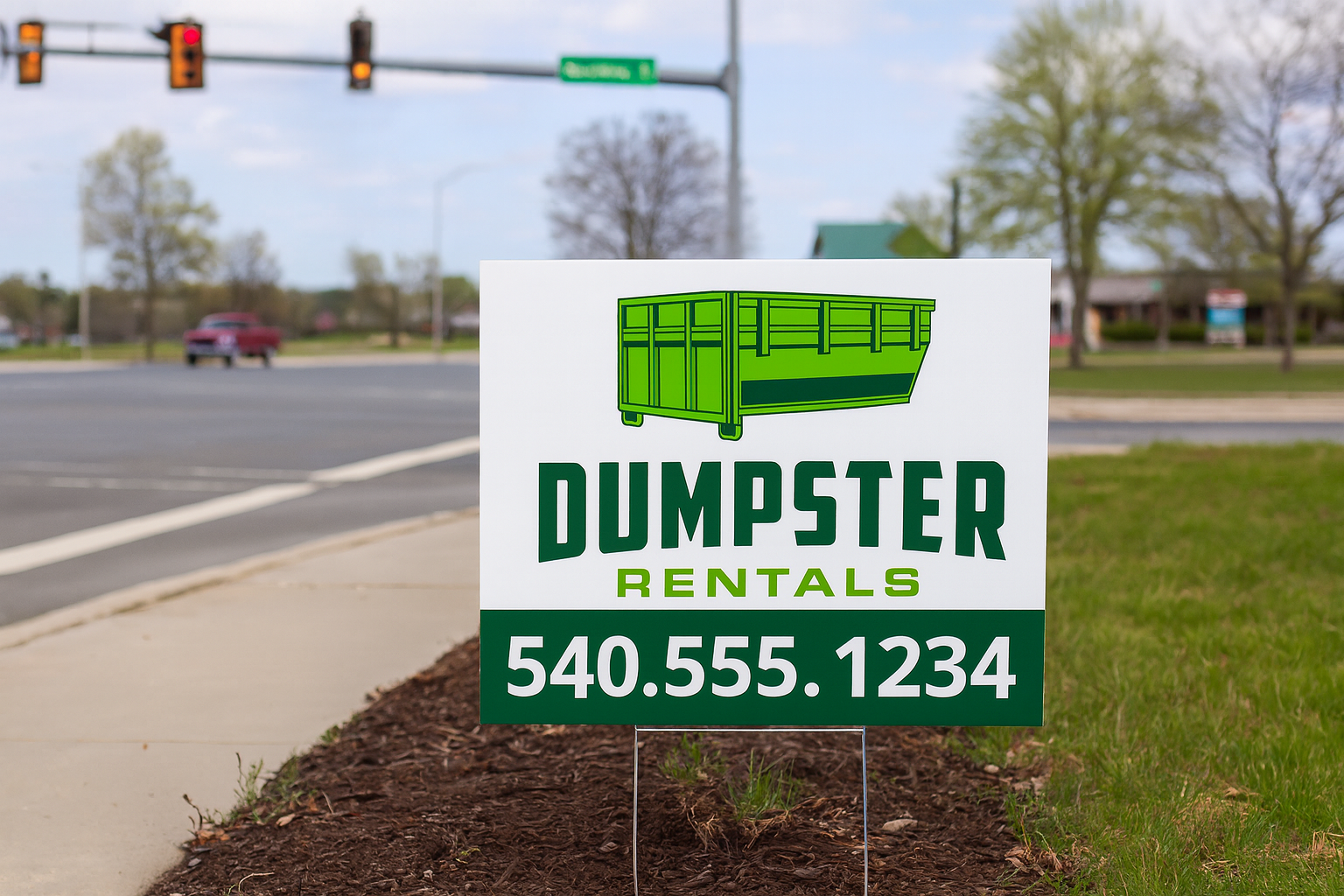 Dumpster rental service yard signs 