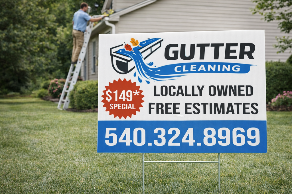 Gutter yard sign bold design lead generation