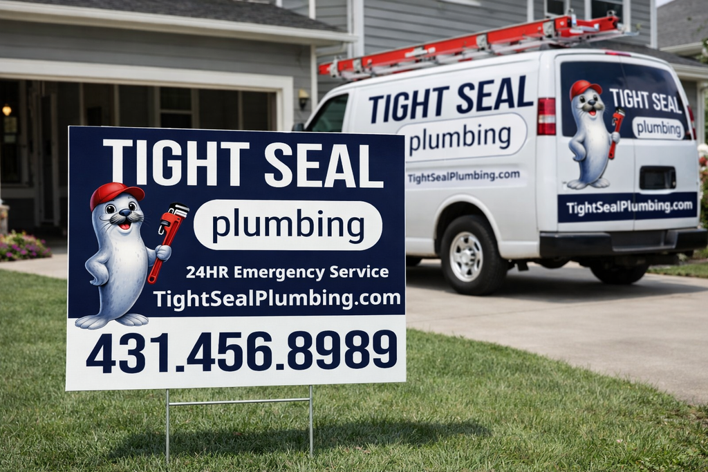 Yard sign for plumbing service business
