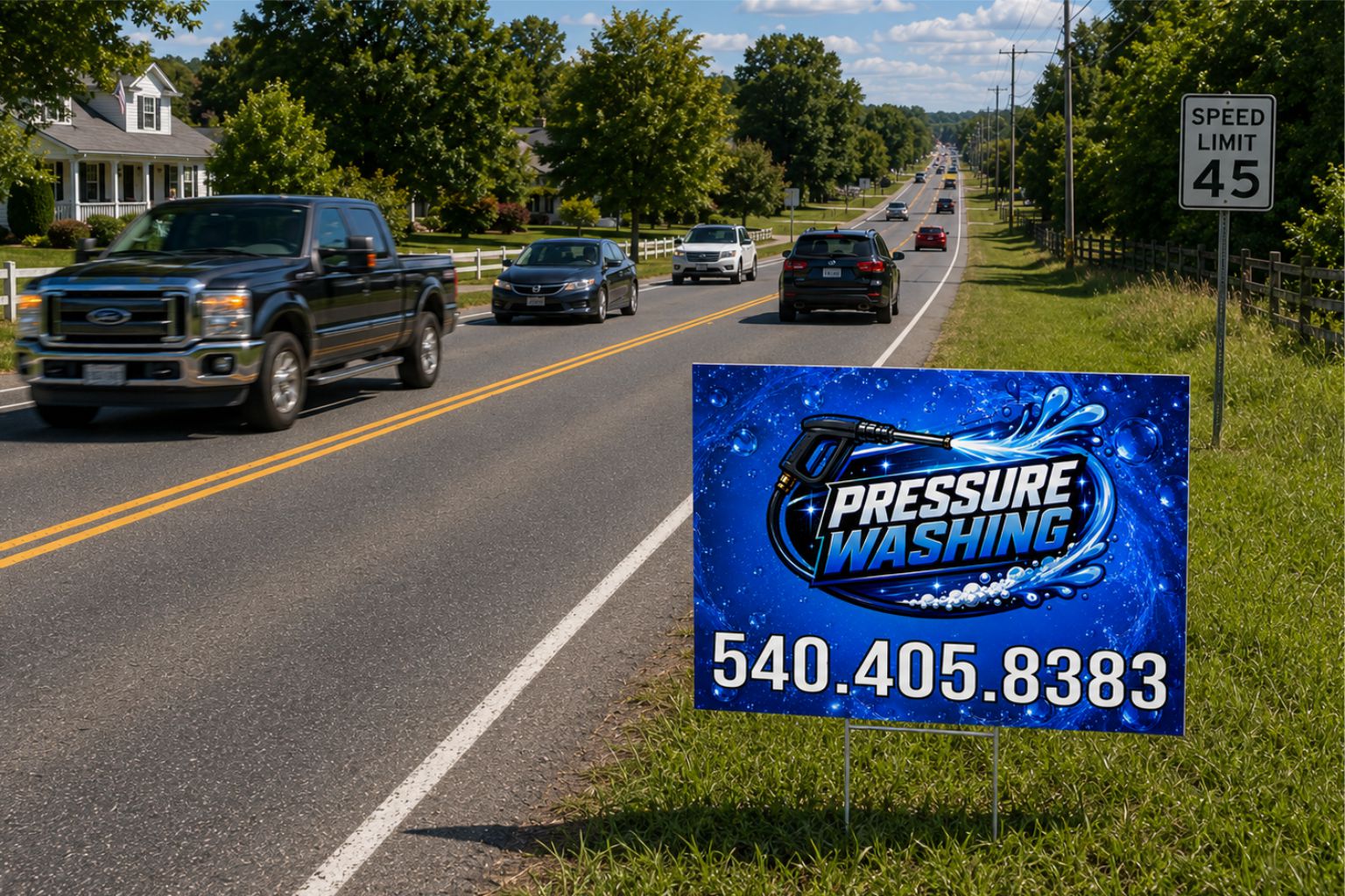 Pressure Washing Service Yard Sign | Soft House Washing Advertising