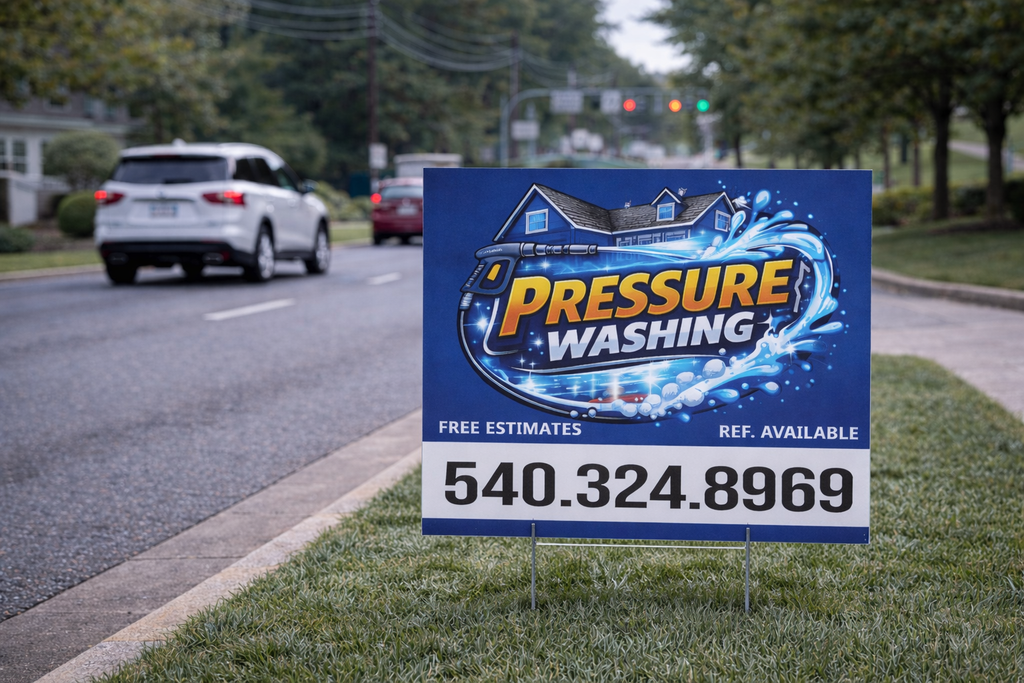 Custom Pressure Washing Service Yard Sign | Soft House Washing Advertising