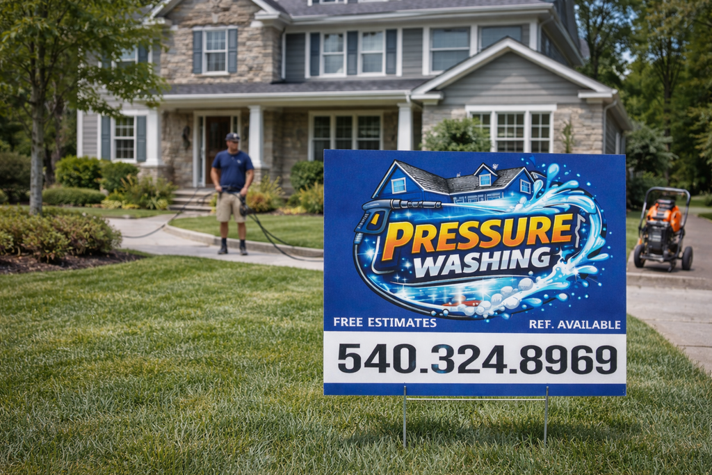 Custom Pressure Washing Service Yard Sign | Soft House Washing Advertising