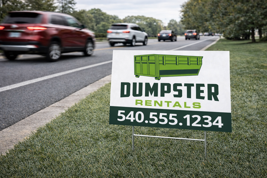 Roll off dumpster rental signs 