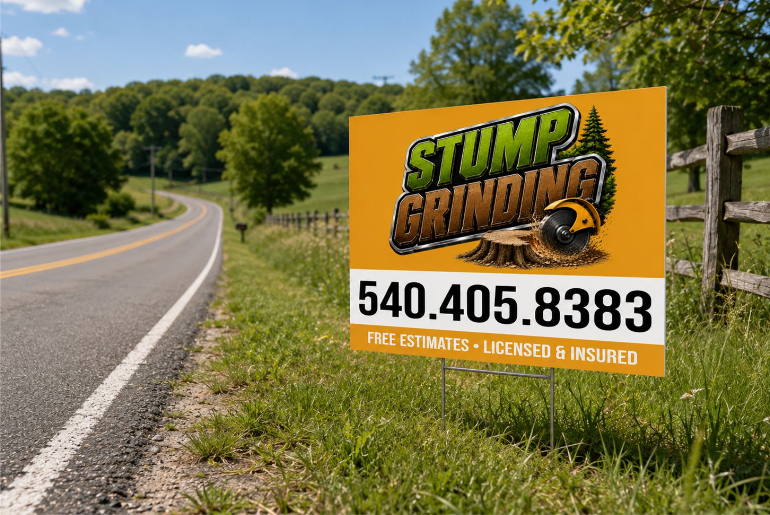 Custom Stump Grinding Business Yard Sign [T100]