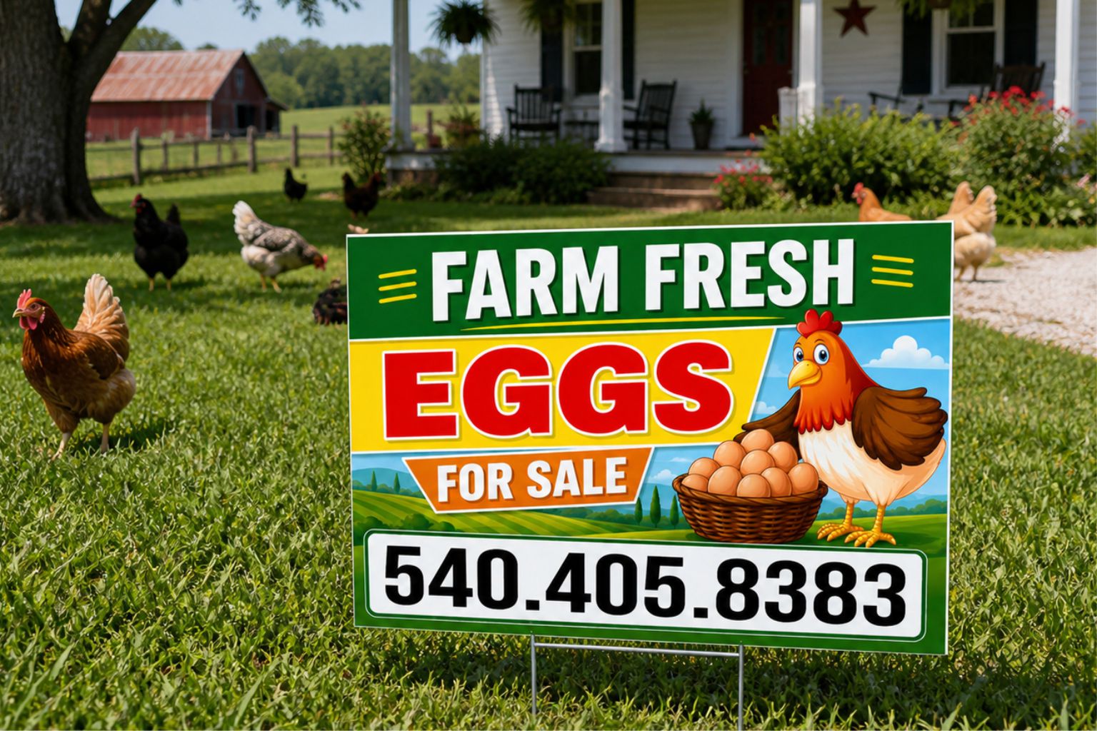 Fresh Yard Chicken Eggs for Sale Sign | Farm, or Produce Stand Signs