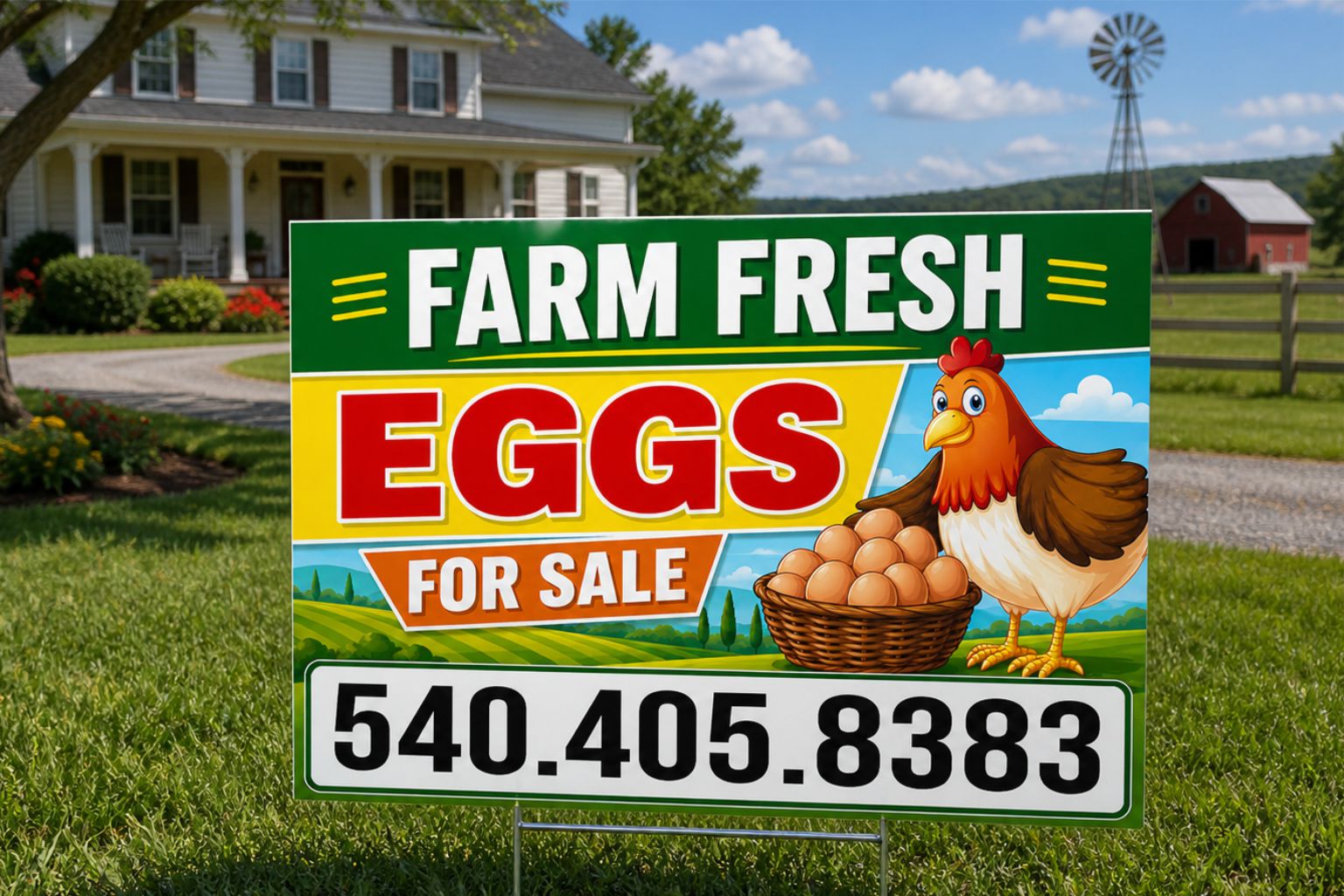 Fresh Yard Chicken Eggs for Sale Sign | Farm, or Produce Stand Signs