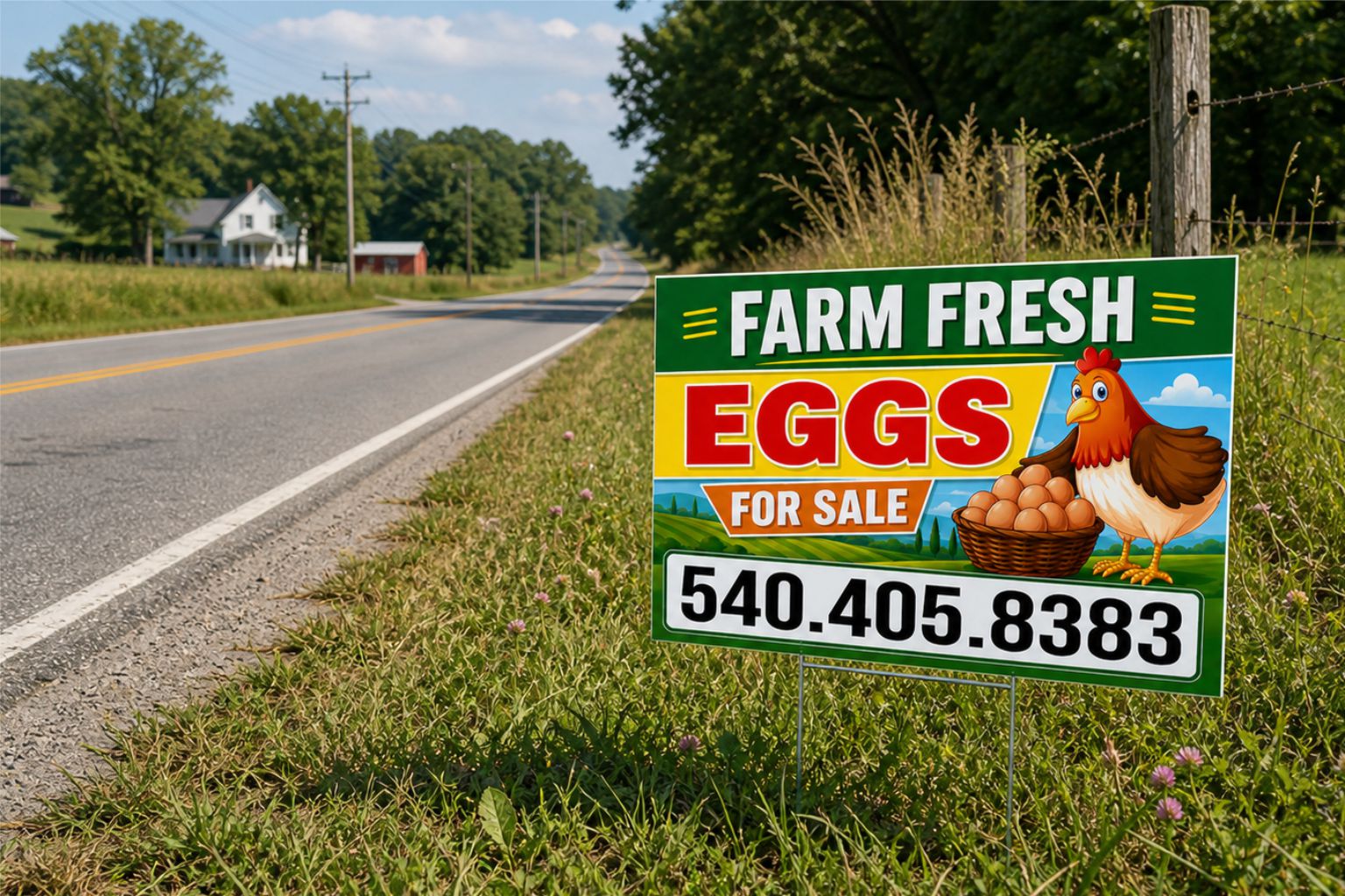 Fresh Yard Chicken Eggs for Sale Sign | Farm, or Produce Stand Signs